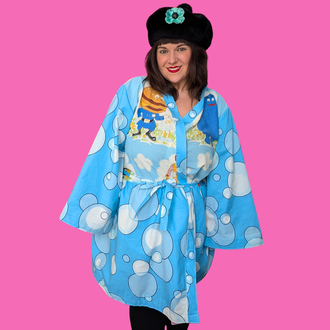 Kimono fait main en taie d'oreiller McDonald's recyclée taille unique