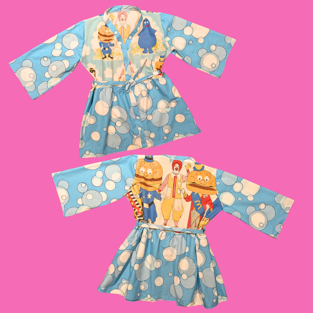 Kimono fait main en taie d'oreiller McDonald's recyclée taille unique