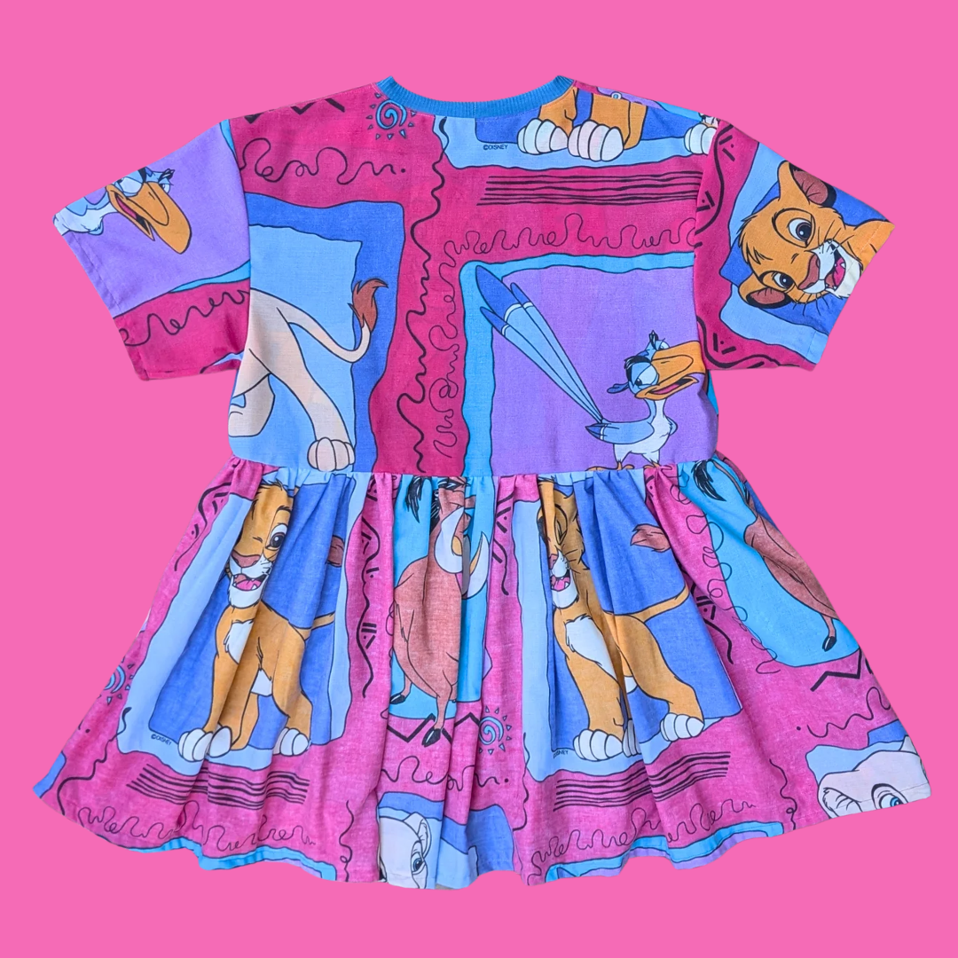 Handmade, Upcycled Walt Disney's The Lion King Bedsheet Dress Oversized S-M, Fitted L-XL