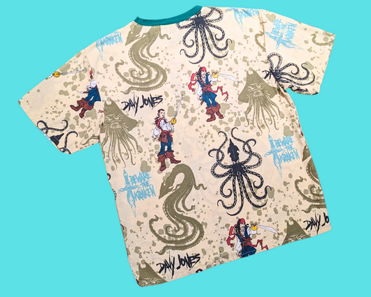 T-shirt surdimensionné Walt Disney Pirates des Caraïbes fait main et recyclé, taille XS - Taille M