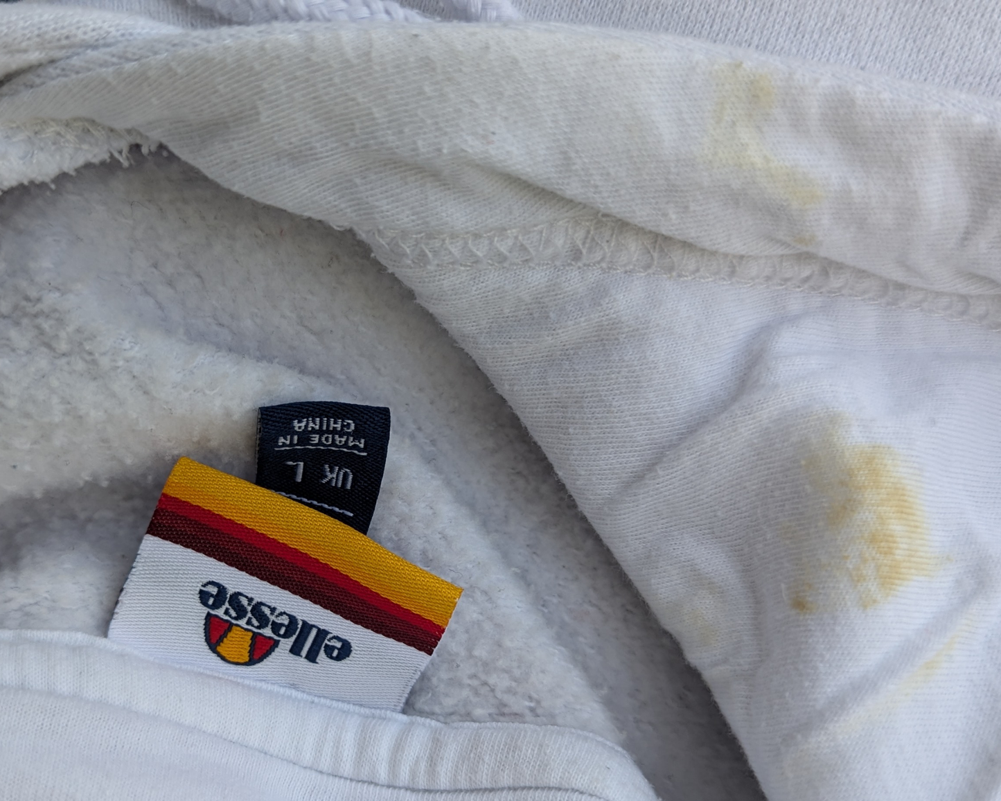 Y2K Ellesse White Sweater with Hoodie Size L