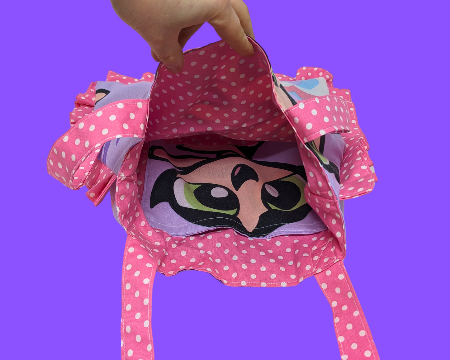 Handmade, Upcycled Y2K Powerpuff Girls Bedsheet Tote Bag