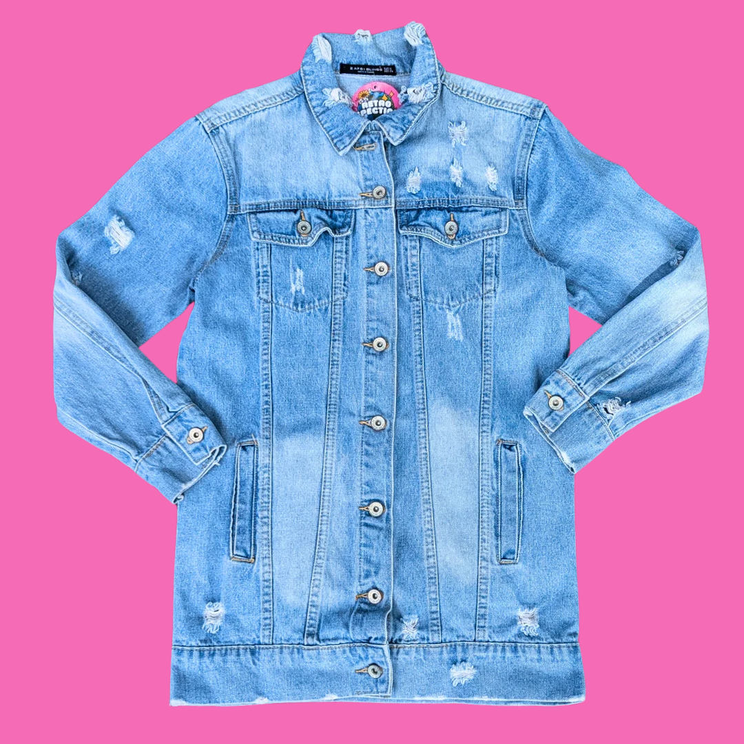 Garfield Upcycled T-Shirt Denim Jacket Size M for Women