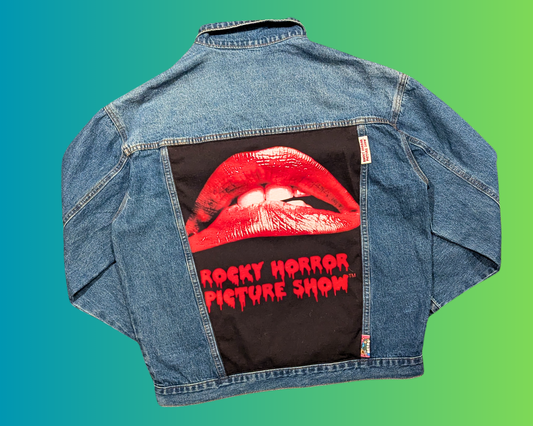 Handmade, Upcycled Rocky Horror Picture Show Denim Jacket Size M
