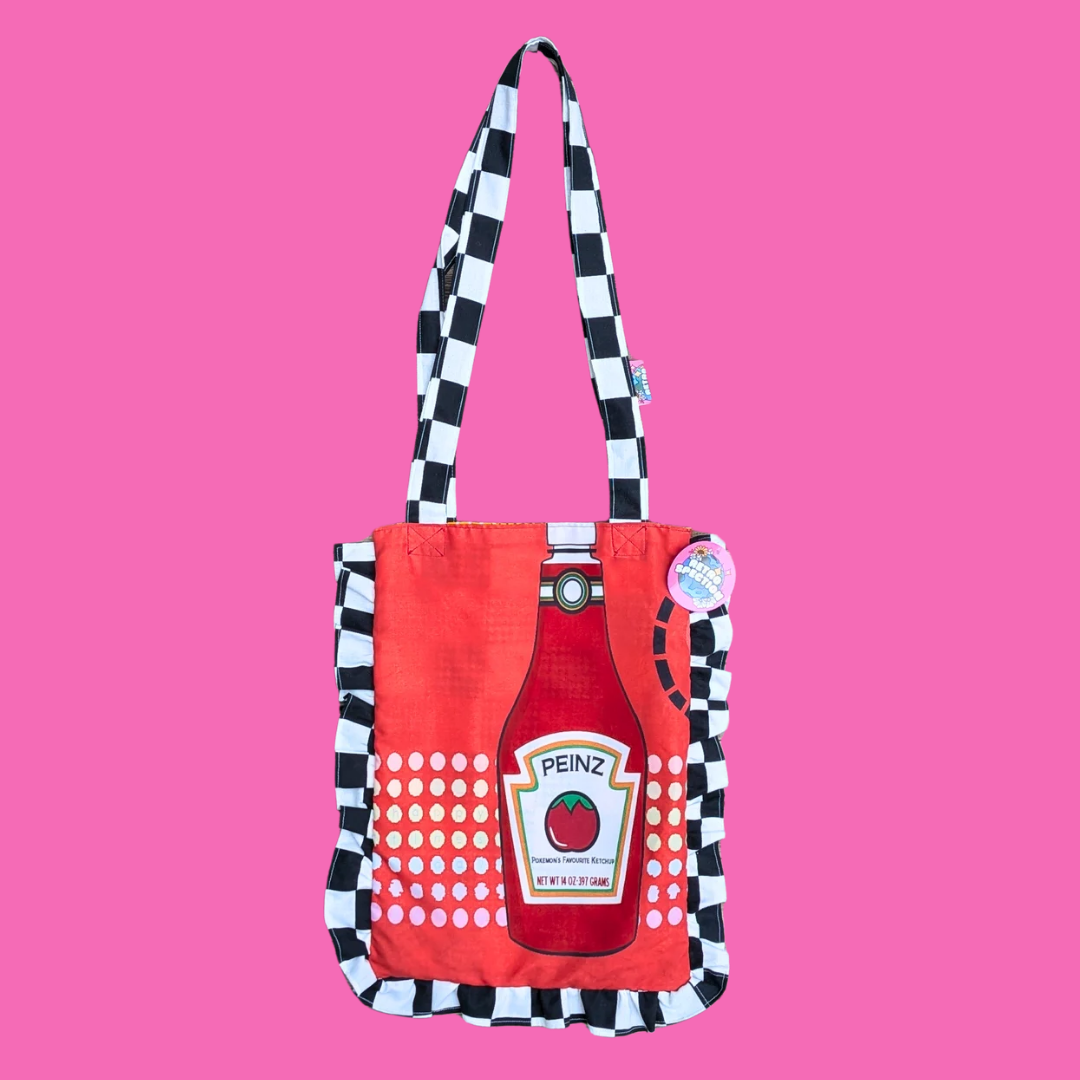 Sac fourre-tout fait main, upcyclé Pokémon, Pikachu et Peinz (Ketchup Heinz)