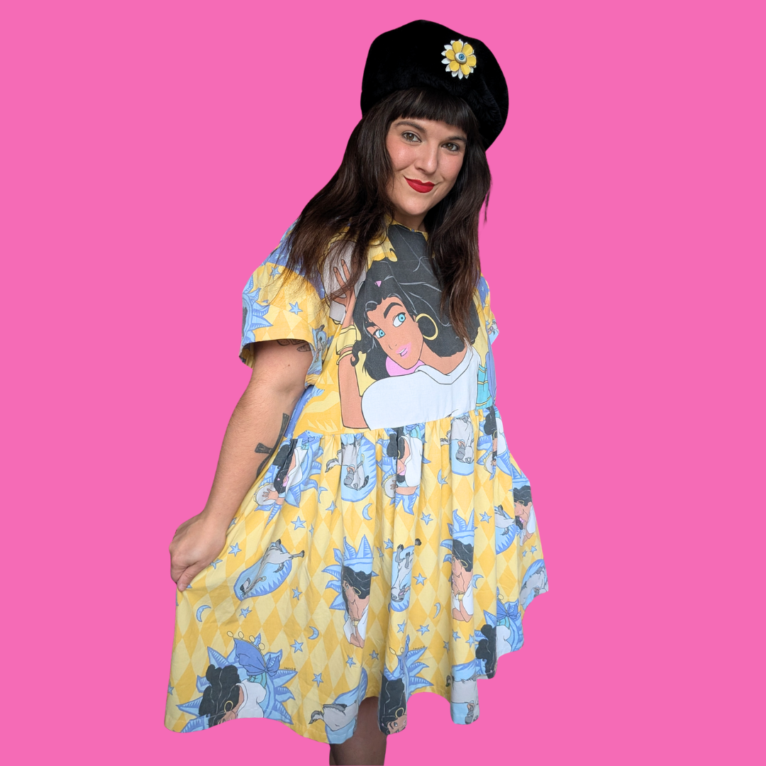 Handmade, Upcycled Disney's The Hunchback of Notre-Dame Bedsheet Dress Fits an Oversized L-XL or Fitted 2XL