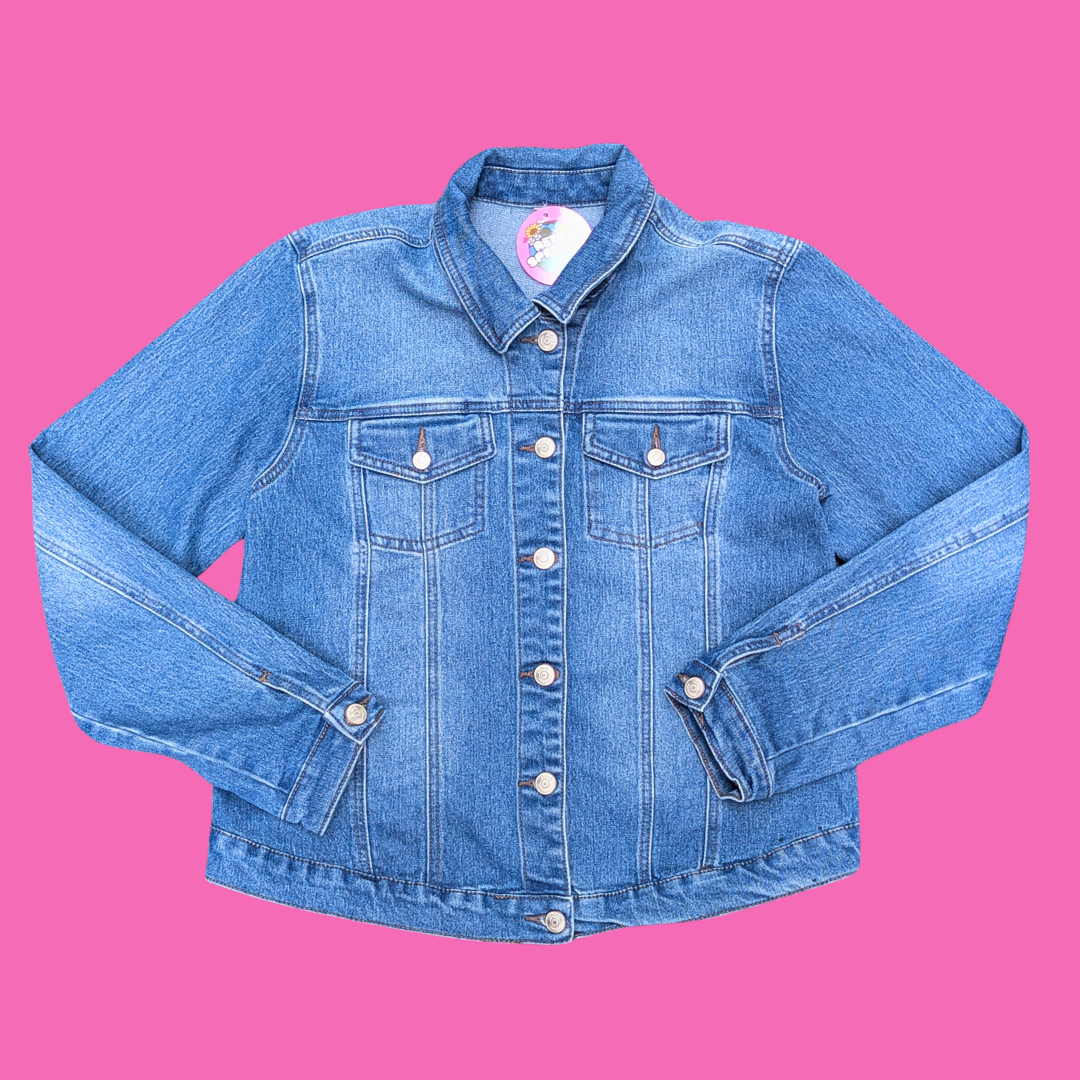 Corpse Bride Upcycled T-Shirt Denim Jacket Size M for Women