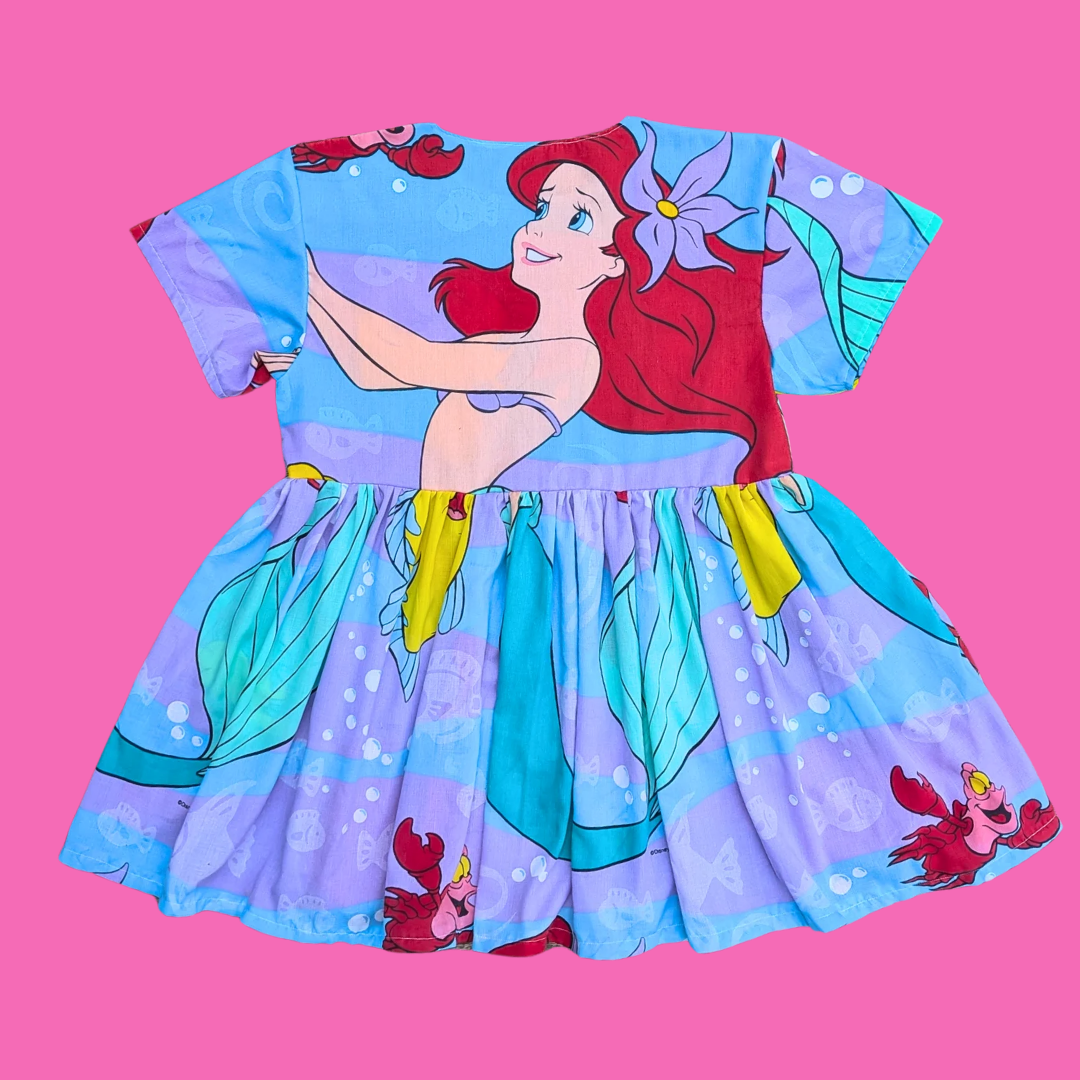 Handmade, Upcycled Disney's The Little Mermaid Bedsheet Dress Fits an Oversized S-M or Fitted L-XL