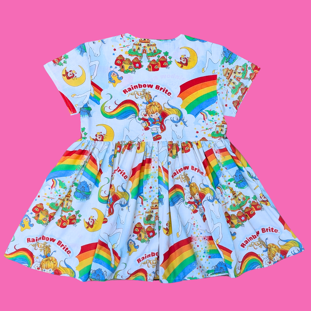 Handmade, Upcycled Rainbow Brite Bedsheet Dress Fits an Oversized S-M or Fitted L-XL