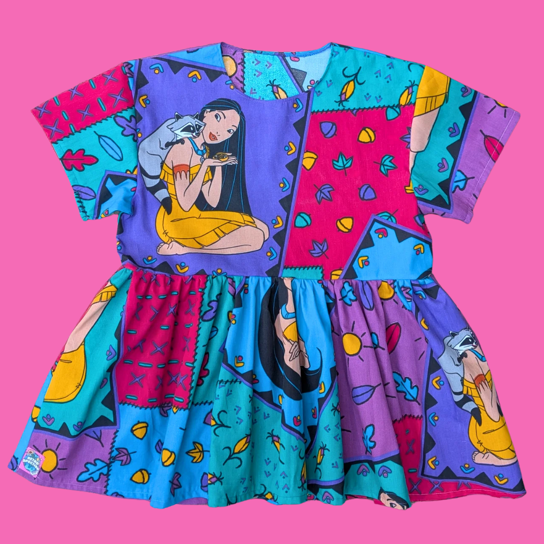 Handmade, Upcycled Disney's Pocahontas Bedsheet Dress Fits an Oversized S-M or Fitted L-XL