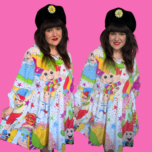Robe en drap de lit Trolls, taille XL, faite main et recyclée