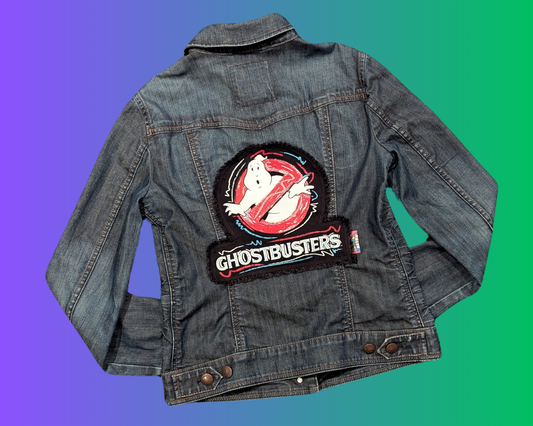 Handmade, Upcycled Ghostbusters Denim Jacket Size M