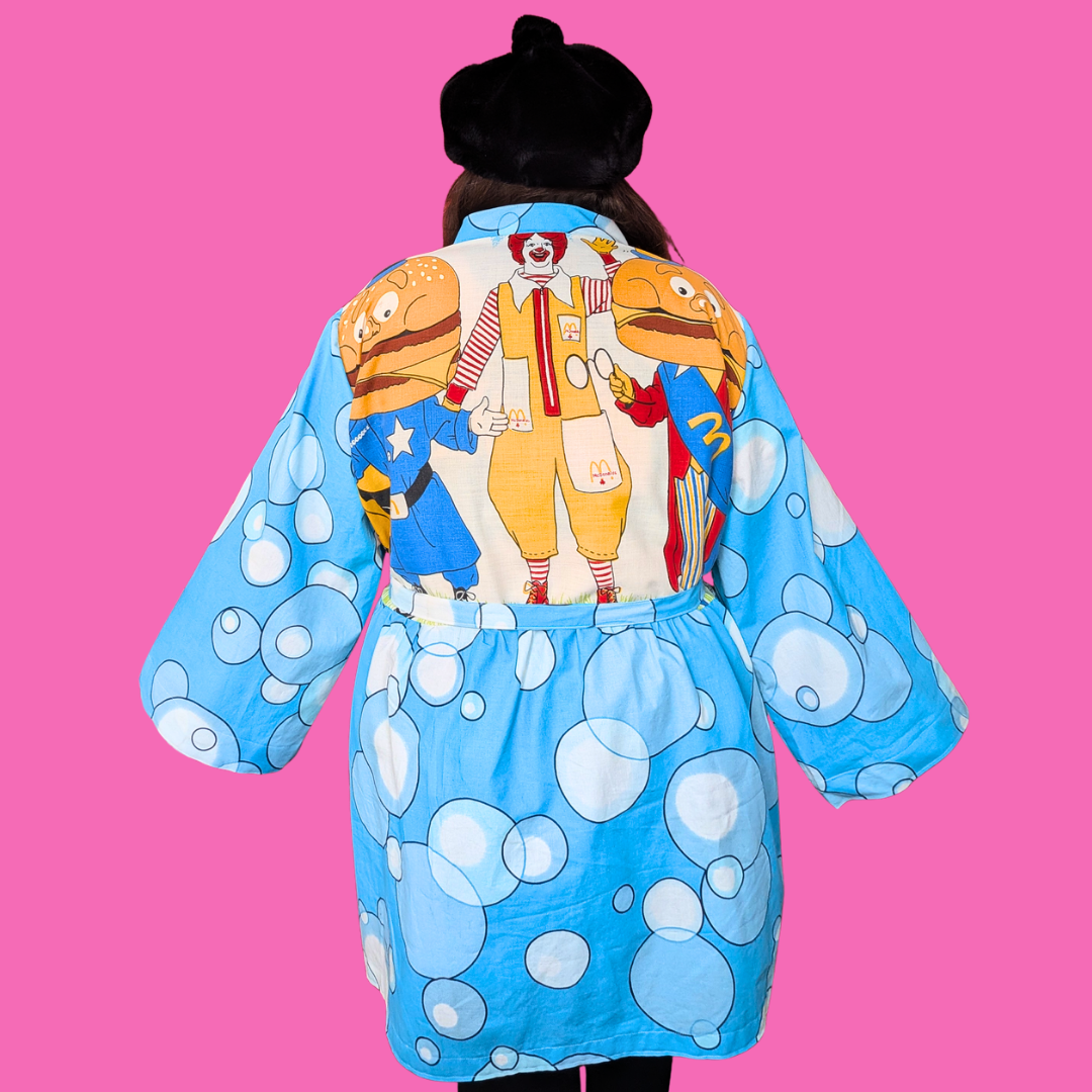 Kimono fait main en taie d'oreiller McDonald's recyclée taille unique