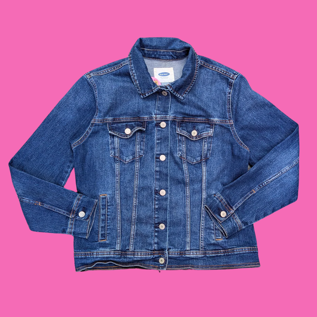 Coraline Upcycled T-Shirt Denim Jacket Size L for Women