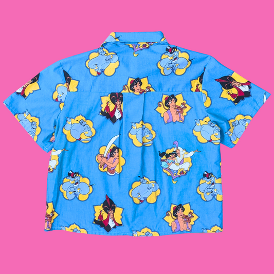 Handmade, Upcycled Walt Disney's Aladdin Bedsheet Button Down Shirt Size XL
