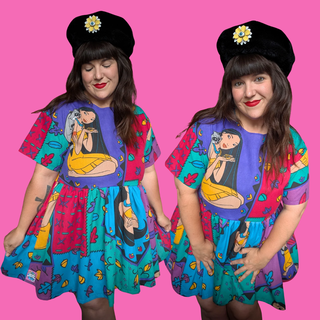 Handmade, Upcycled Disney's Pocahontas Bedsheet Dress Fits an Oversized S-M or Fitted L-XL
