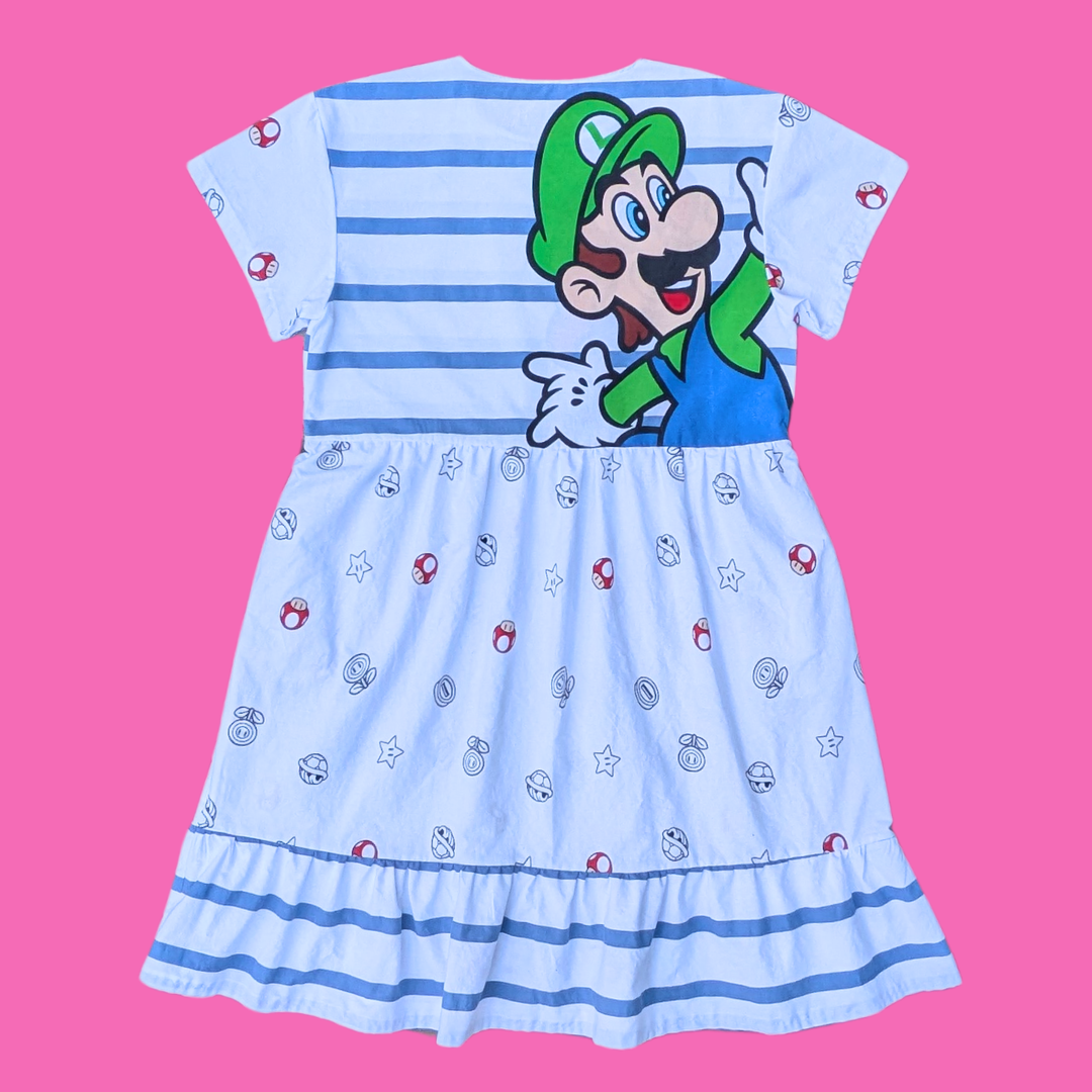 Handmade, Upcycled Disney's Nintendo Super Mario Duvet Cover Dress Fits an Oversized S-M or Fitted L-XL
