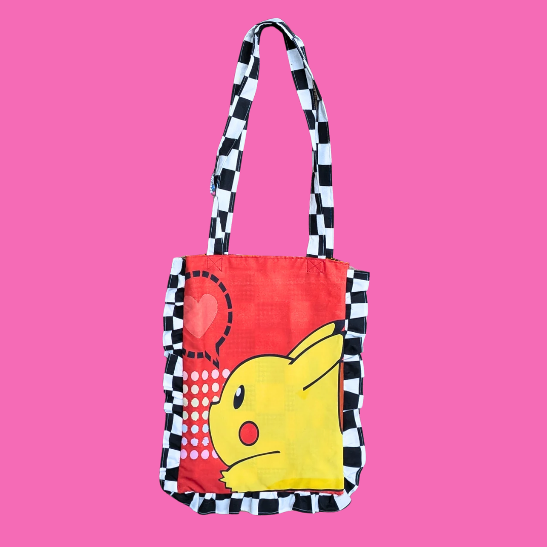 Sac fourre-tout fait main, upcyclé Pokémon, Pikachu et Peinz (Ketchup Heinz)