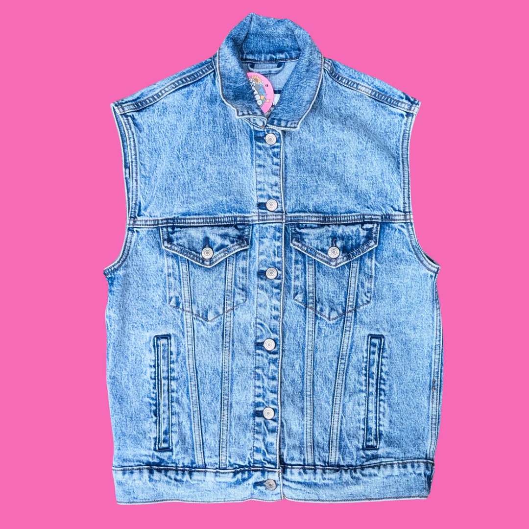 Nickelback Upcycled T-Shirt Sleeveless Denim Jacket Size XS (fits larger)