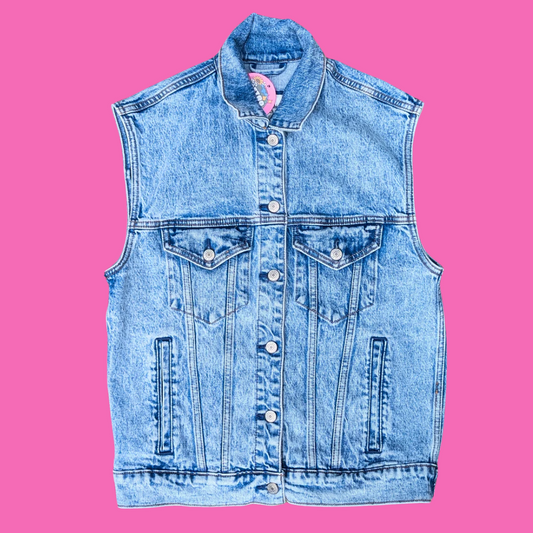 Nickelback Upcycled T-Shirt Sleeveless Denim Jacket Size XS (fits larger)