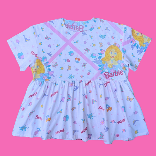 Handmade, Upcycled Barbie Bedsheet Dress Fits an Oversized XL or Fitted 2XL