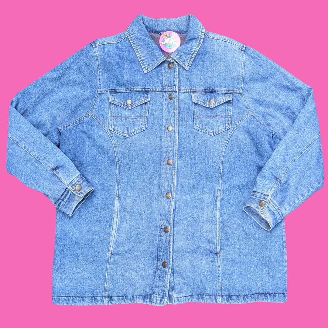 Kill Bill Upcycled T-Shirt Denim Jacket Size 1XL for Women