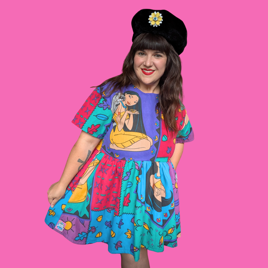 Handmade, Upcycled Disney's Pocahontas Bedsheet Dress Fits an Oversized S-M or Fitted L-XL