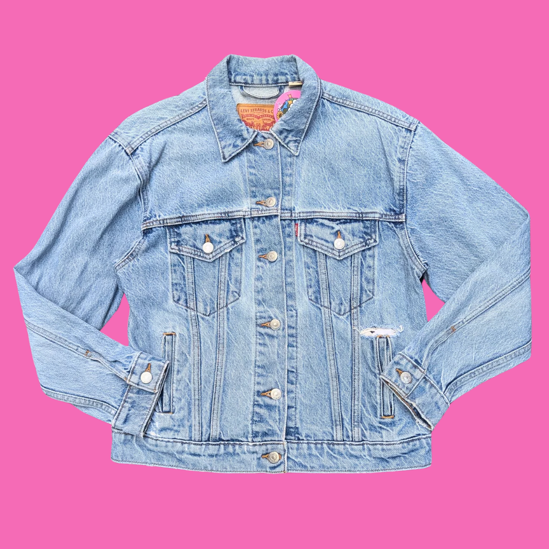 Teenage Mutant Ninja Turtles Upcycled T-Shirt Denim Jacket Size M