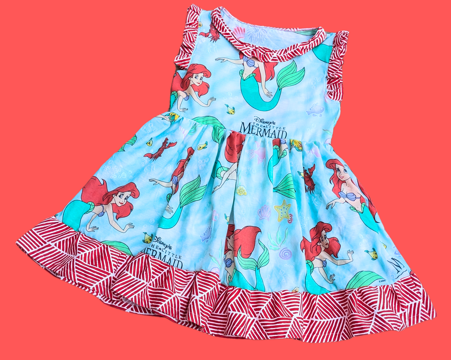 Handmade, Upcycled The Little Mermaid Bedsheet Dress Size M