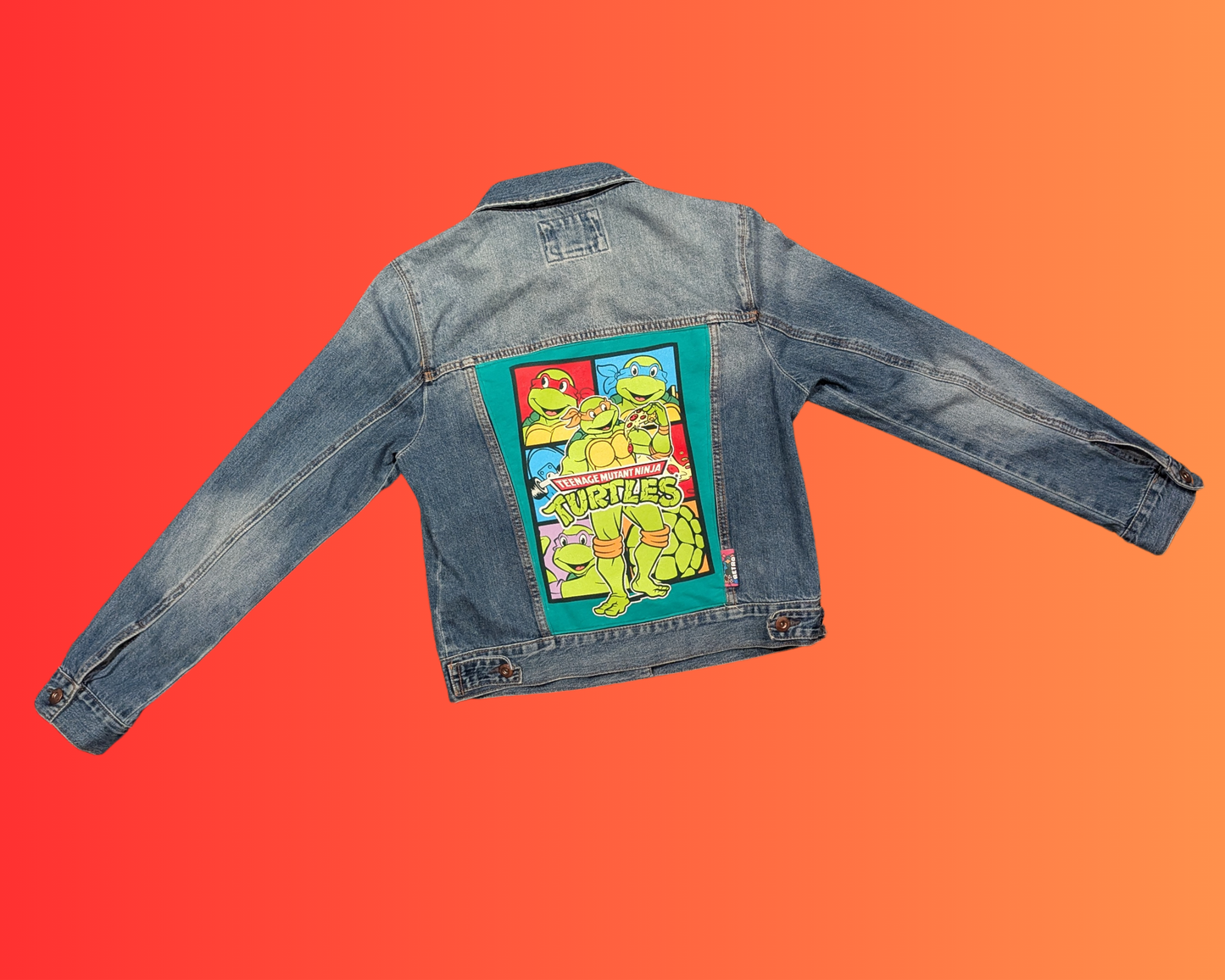 Handmade, Upcycled Teenage Mutant Ninja Turtles Denim Jacket Size M