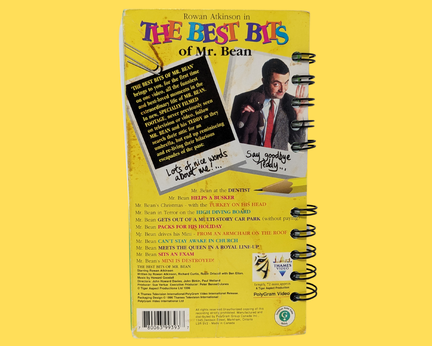 Les meilleurs morceaux de Mr. Bean VHS Movie Notebook