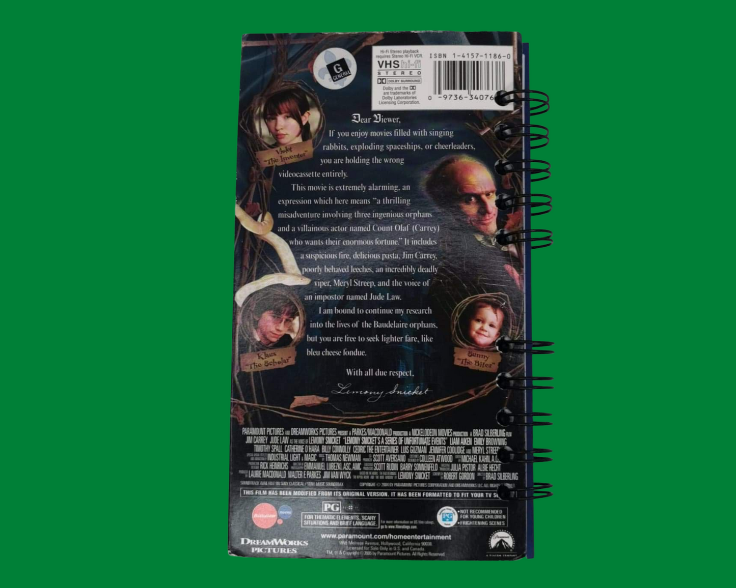 Lemony Snicket's A Series of Unfortunate Events VHS Movie Notebook