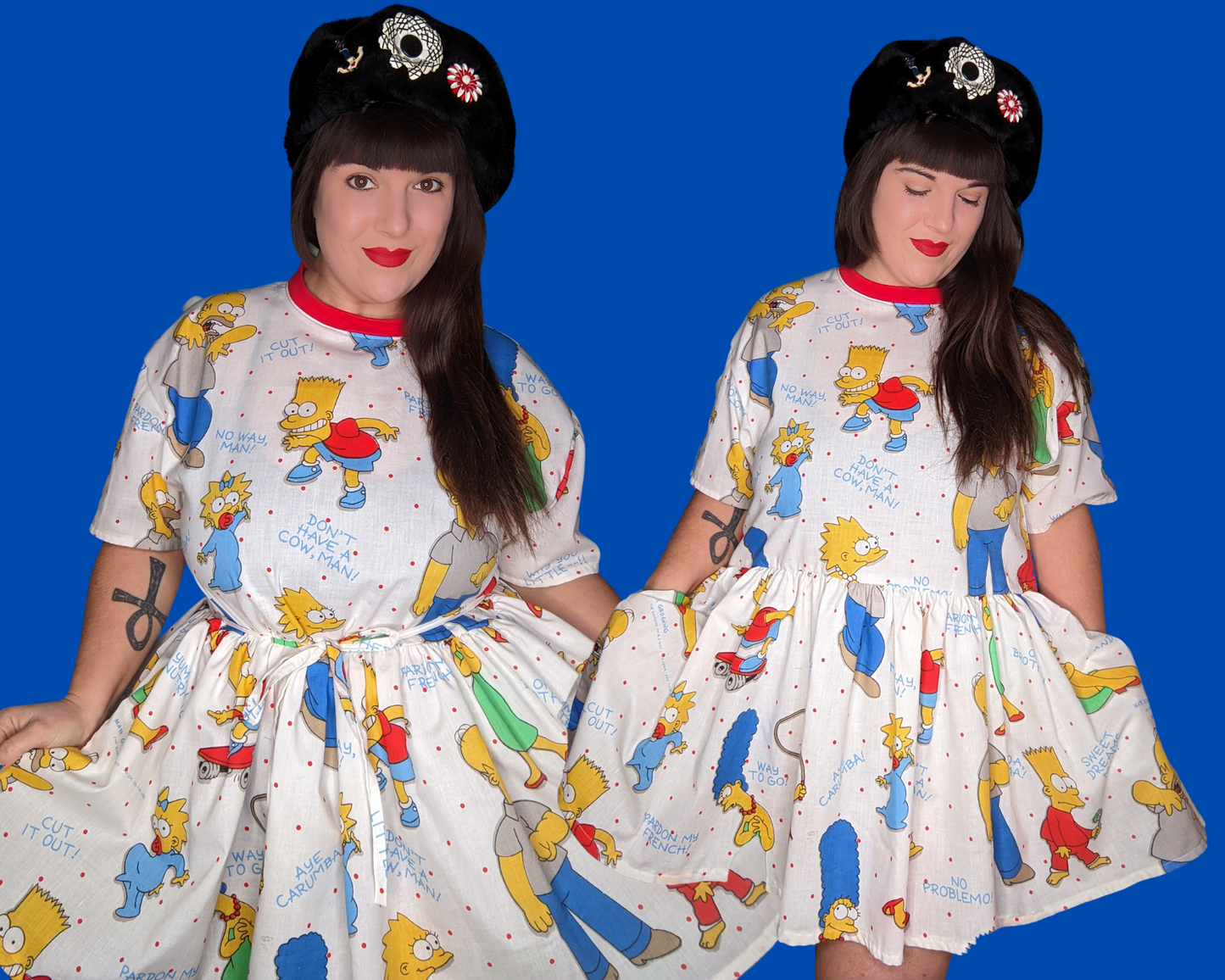 Handmade, Upcycled The Simpsons Bedsheet T-Shirt Dress Fits S-M-L-XL