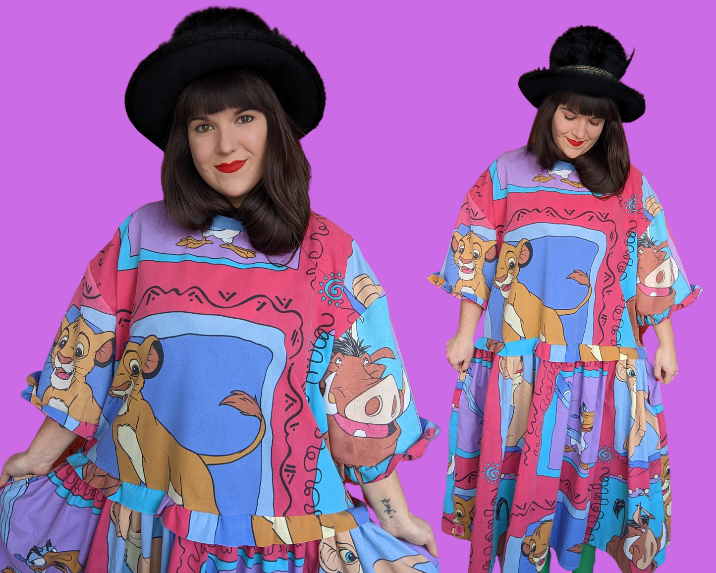Handmade, Upcycled Disney The Lion King Bedsheet T-Shirt Dress Fits 2XL