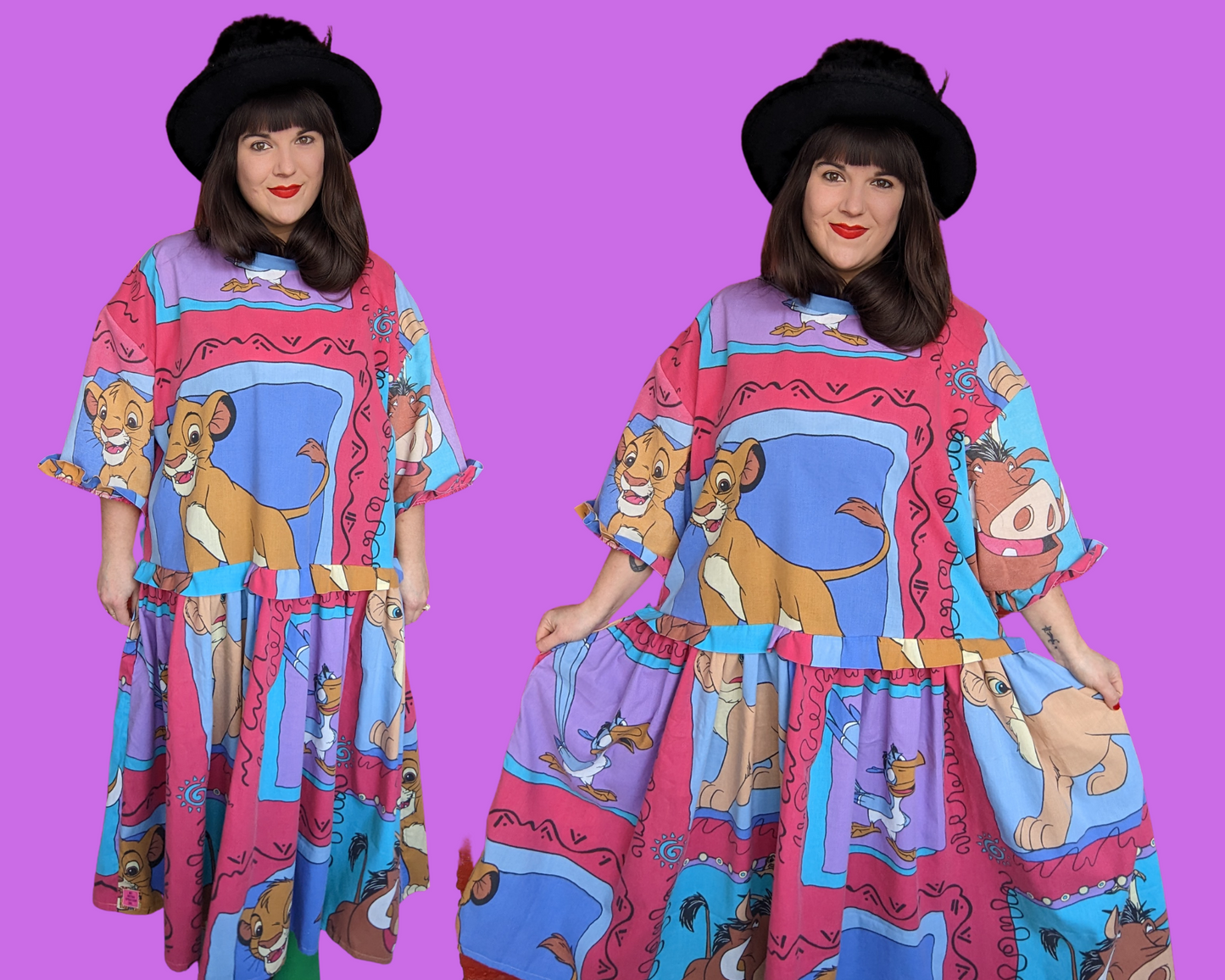 Handmade, Upcycled Disney The Lion King Bedsheet T-Shirt Dress Fits 2XL