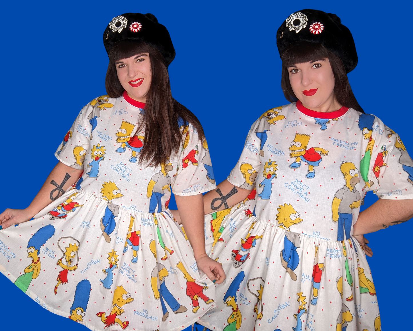 Handmade, Upcycled The Simpsons Bedsheet T-Shirt Dress Fits S-M-L-XL