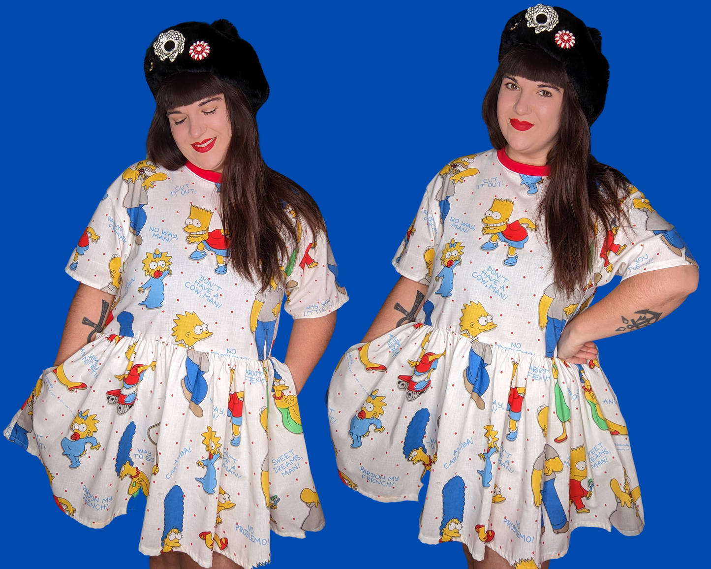 Handmade, Upcycled The Simpsons Bedsheet T-Shirt Dress Fits S-M-L-XL