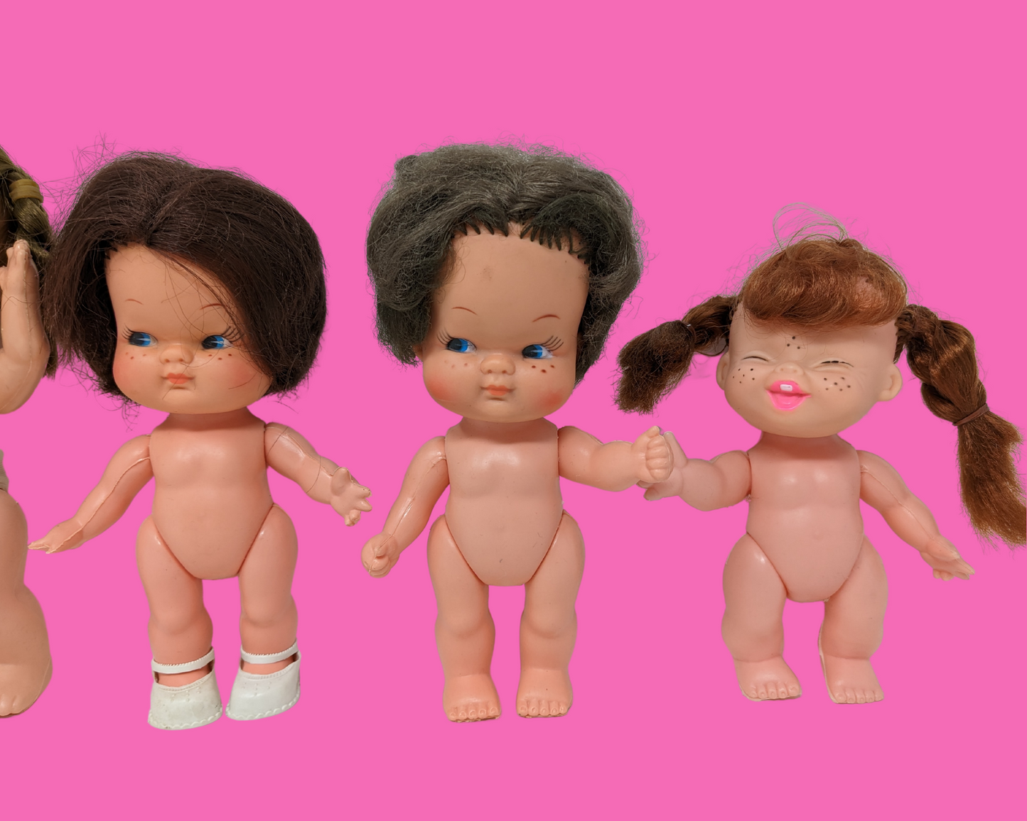 Vintage 1970's Lot of 11 Evergreen Dolls Made in Hong Kong