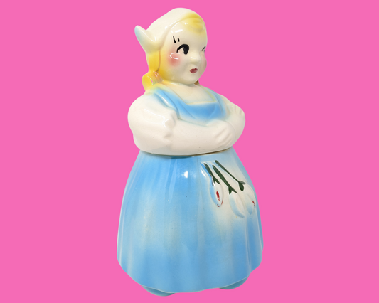Vintage 1970's Little Danish Girl in a Blue Dress Cookie Jar