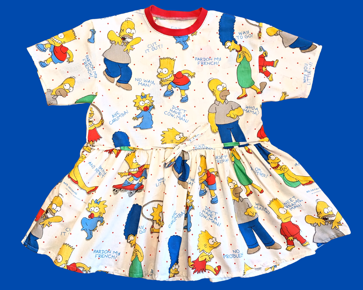 Handmade, Upcycled The Simpsons Bedsheet T-Shirt Dress Fits S-M-L-XL