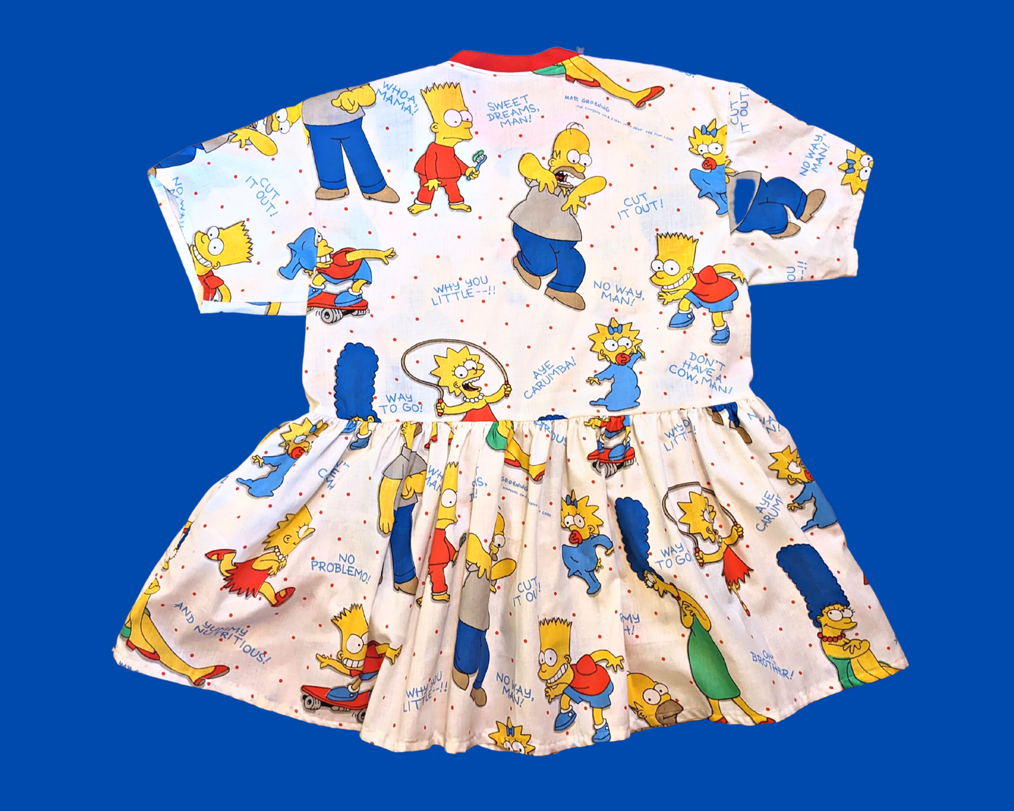 Handmade, Upcycled The Simpsons Bedsheet T-Shirt Dress Fits S-M-L-XL