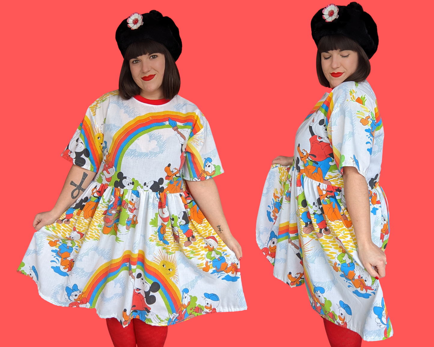 Fait à la main, robe t-shirt Pokemon drap de lit recyclé pour SML-XL
