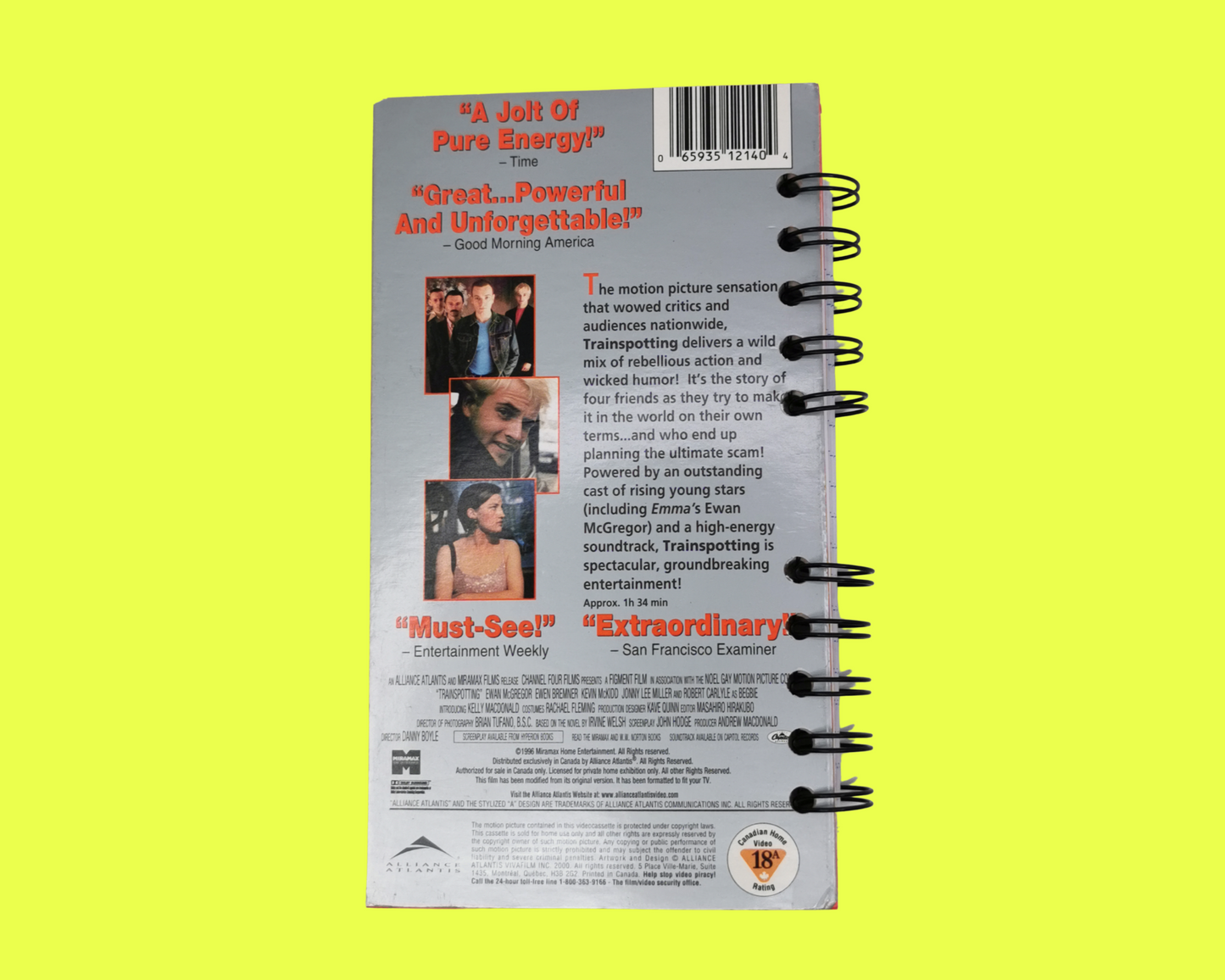 Trainspotting Upcycled VHS Movie Notebook