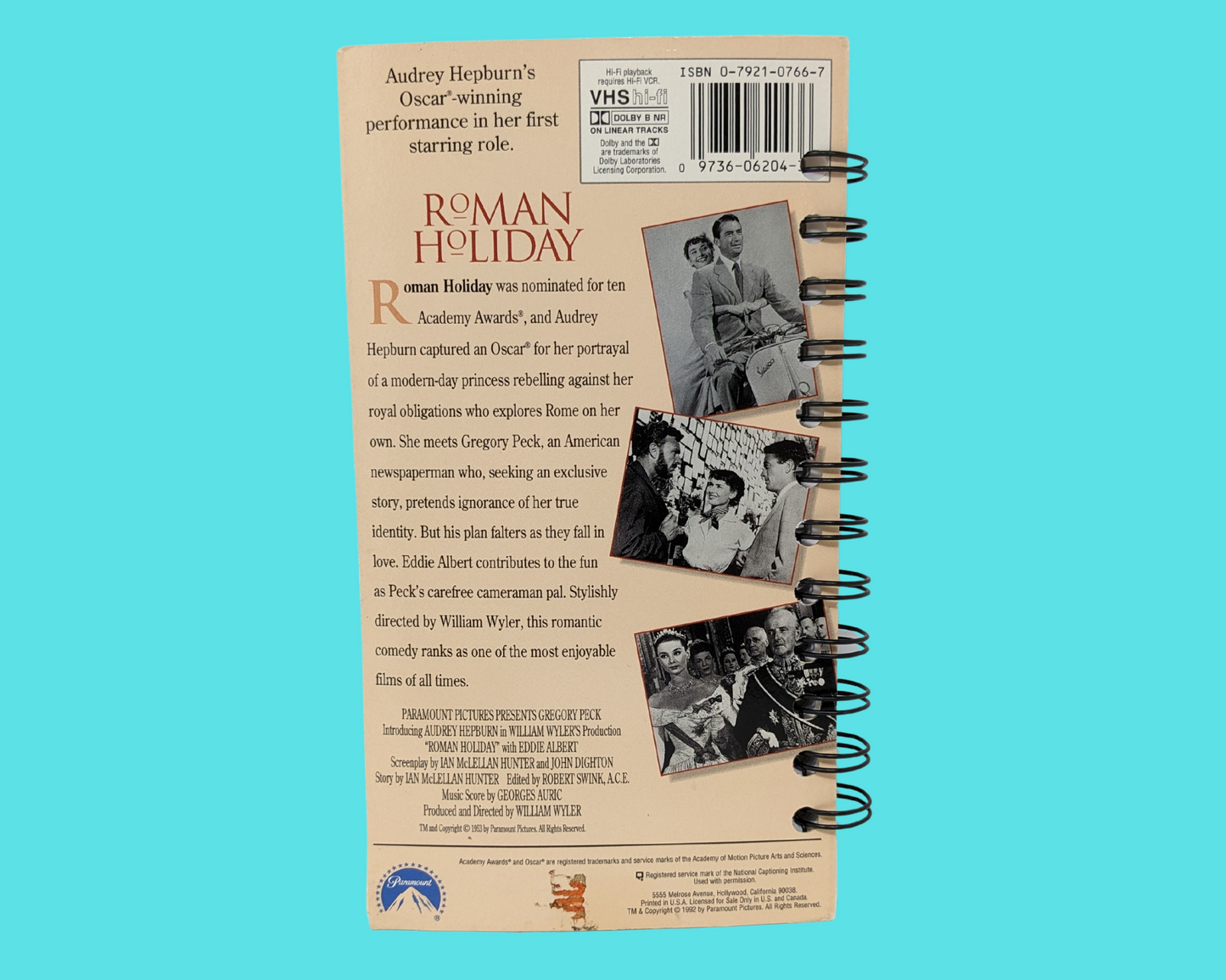 Roman Holiday VHS Movie Notebook