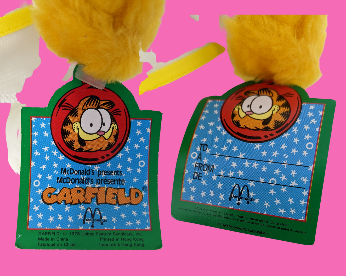 Vintage 1990's McDonald's Angel Garfield Plush Toy