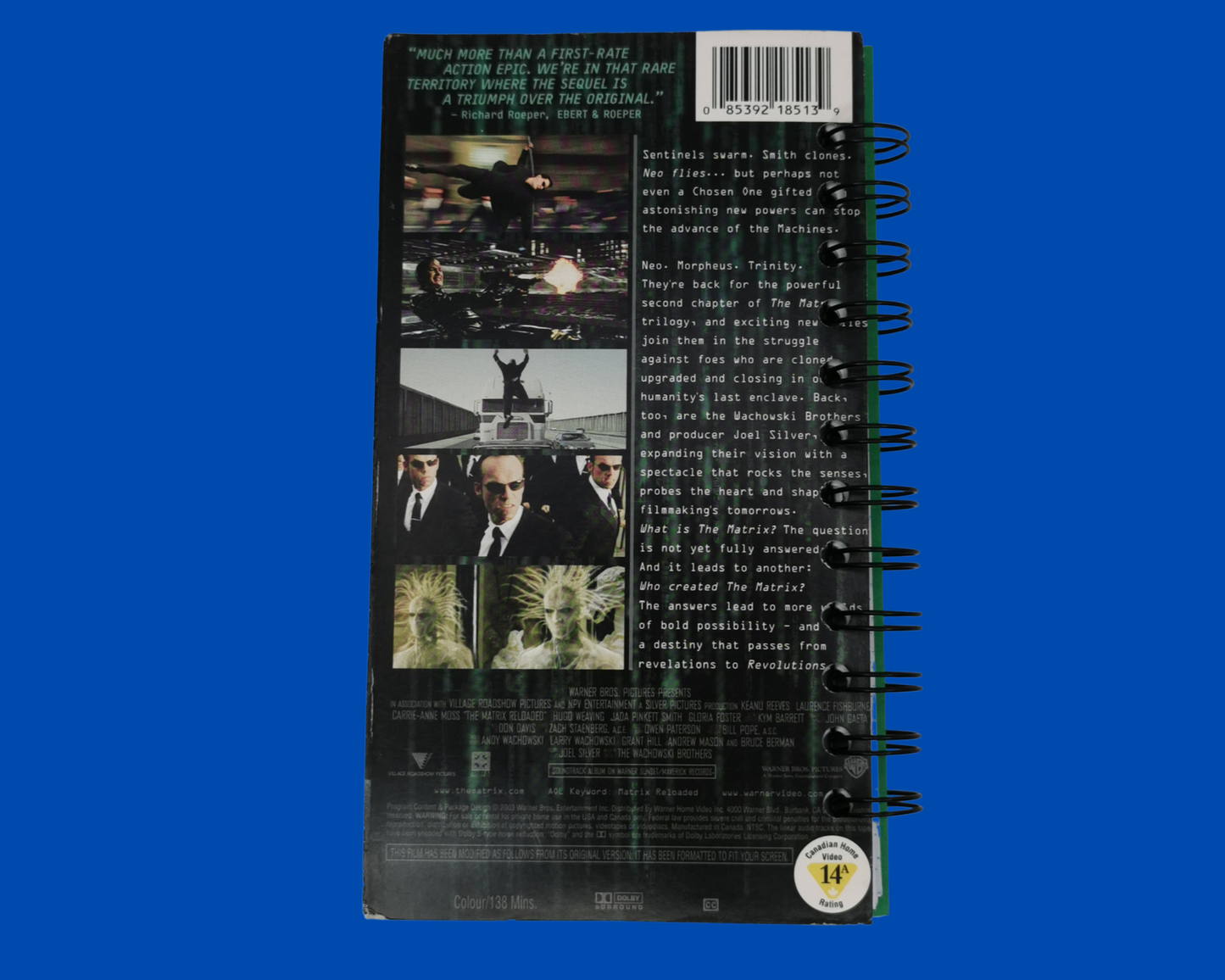 Cahier de film VHS Matrix Reloaded