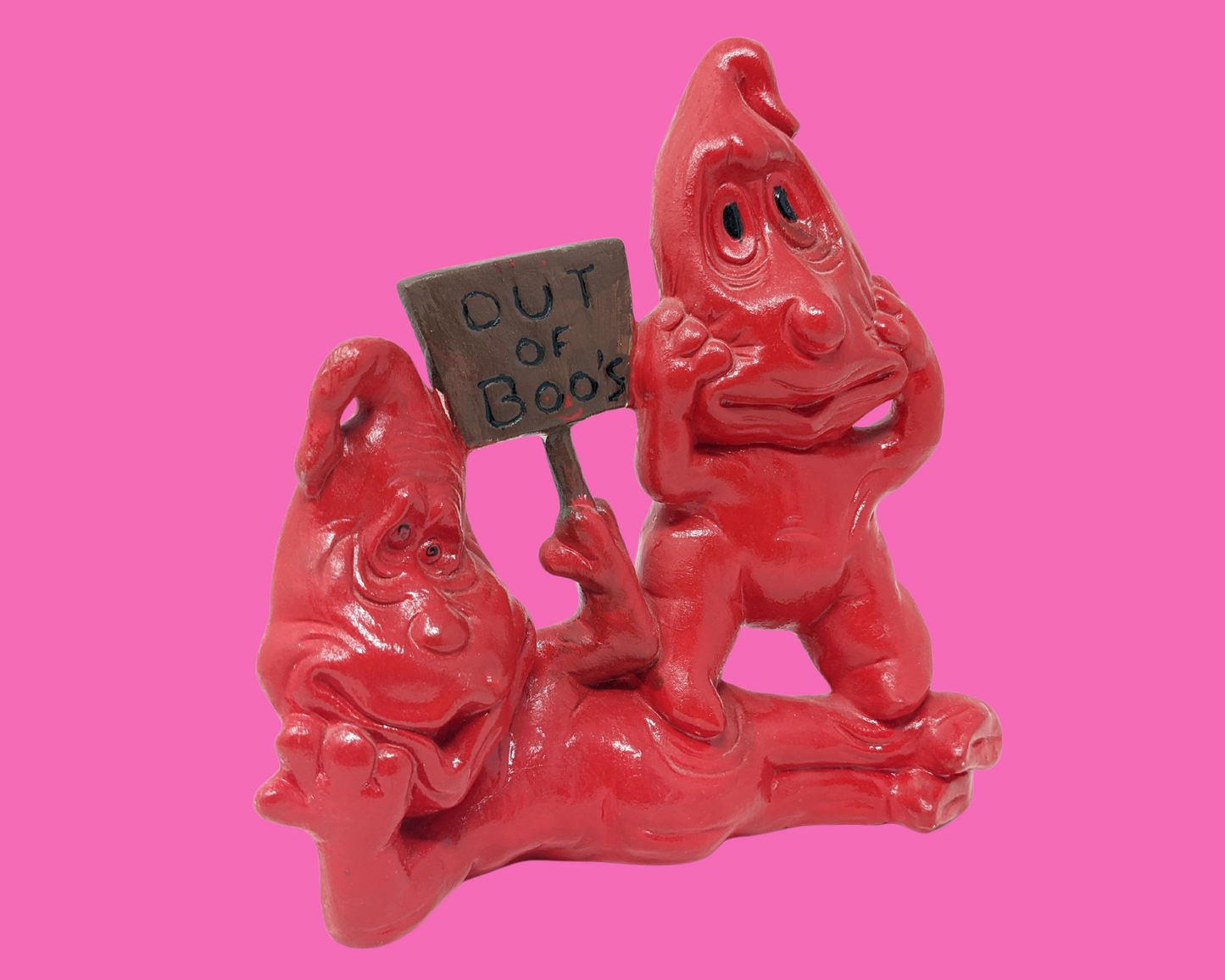 Vintage des années 1970 en porcelaine décorative Halloween Red Ghosts Out of Boos !