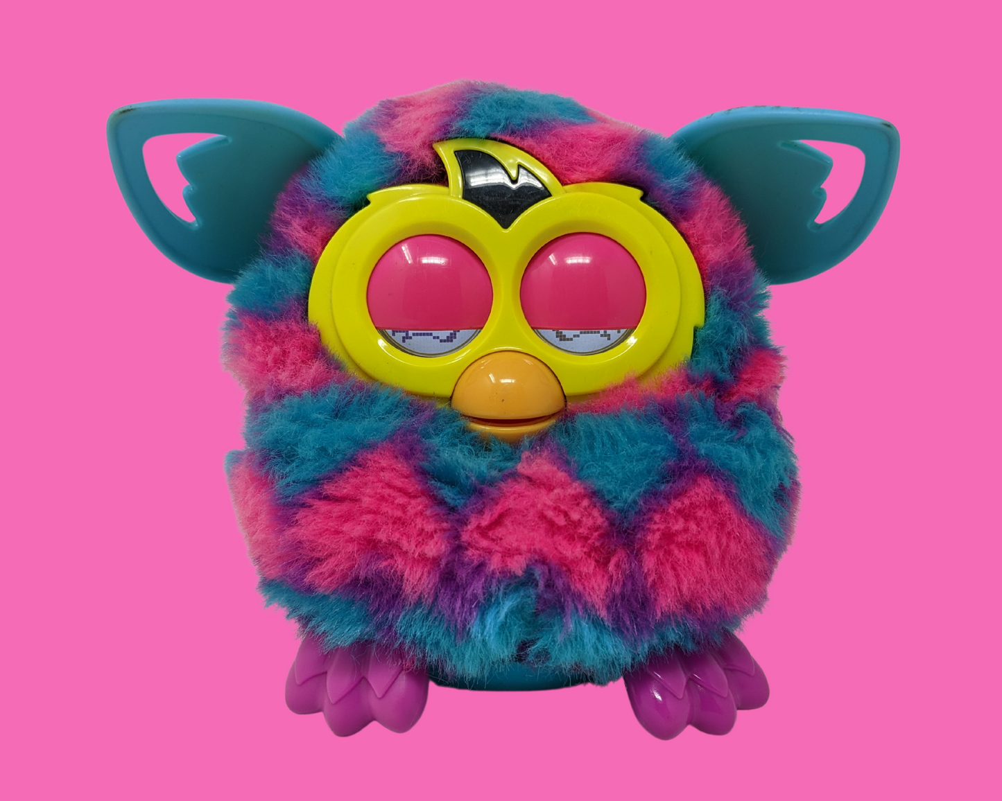 Retro, Pink and Blue Fluffy Furby Toy