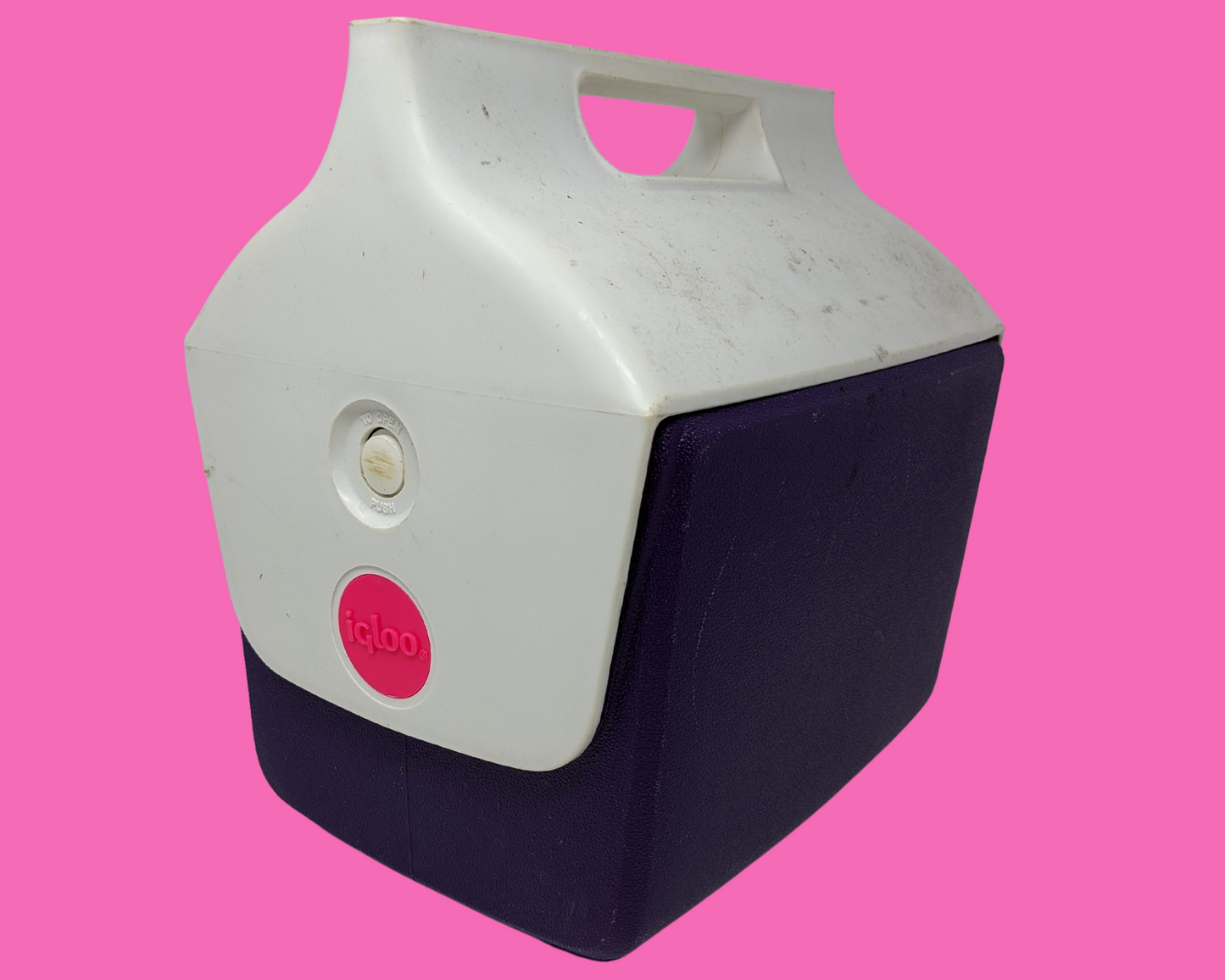 Vintage 1990's White and Purple Little Playmate by Igloo Cooler