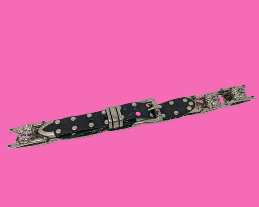 Vintage 1990's Silver Metal Bulldogs Chain Belt